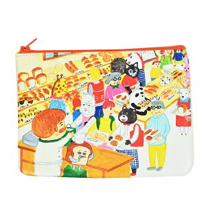 パンどろぼう フラットポーチ ポーチ 化粧ポーチ 小物入れ 小物ポーチ かわいい 可愛い おしゃれ パン泥棒 パン なぞのフランスパン キャラクター グッズ 絵本 大人 子ども 女性 レディース