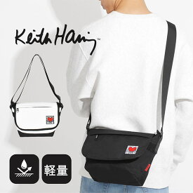 ショルダーバッグ Keith Haring Basic Line メッセンジャーS ミニサイス レディース メンズ シンプル 撥水 撥水加工 黒 カジュアル 軽量 軽い 男 女 父の日 母の日 斜めがけ 肩掛け 肩掛けショルダーバッグ お出かけ 通勤 通学 ショルダーベルト