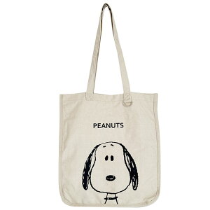 スヌーピー トートバッグ A4サイズ キャンバス バッグ シンプル 縦型 Dカン付き レディース キャラクター PEANUTS フェイス マチあり マチ広 肩掛け 大きめ モノトーン SNOOPY キャンバストート