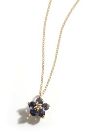 アイオライト 花 ネックレス ダイヤモンド イエローゴールド 【louloud-noll ルルド・ノル】 天然石 ネックレス 花 ペンダント 10K 金属アレルギー 対応 10金 k10 色ーゴールド おしゃれ シンプル 誕生石 ネックレス パワーストーン お守り