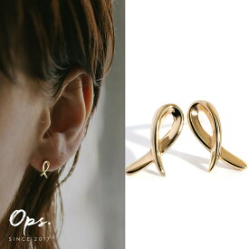 18k つけっぱなし ピアス 【elpia-pe エルピア】 k18 18金 ピアス ゴールド金属アレルギー リボン 小さめ 小ぶり 小さい シンプル 上品 繊細 エレガント 可愛い カジュアル フォーマル レディース ジュエリー アクセサリー 軽量 アウェアネスリボン ループリボン