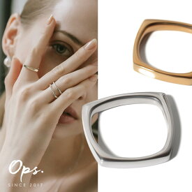 シルバー 925 メンズ リング スクエア 指輪 レディース かっこいい ゴールド 【EOLOU イオル】 シルバー925 リング 太め 幅広 人差し指 18金 仕上げ k18 18k 平打ち 四角 変形 指輪 金属アレルギー 対応 レディース アクセサリー ジュエリー シンプル モード ミニマル 個性的