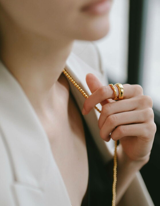 シルバー リング 指輪 金属アレルギー 対応【MOLUNE-Ring モルン】 リング シルバー925 太め 槌目 叩き ハンマー打ち シンプル ゴールド 18K仕上げ リング Silver925 k18 18金 レディース カジュアル ニッケルフリー ピアス リング OPS. アクセサリー シルバー リング 槌目 レトロ シンプル