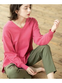 【SALE／50%OFF】リラクシーVネックニット/オーガニックコツトン混【UV/洗濯機洗い可】 OPAQUE.CLIP オペークドットクリップ トップス ニット ホワイト ネイビー ピンク【RBA_E】[Rakuten Fashion]