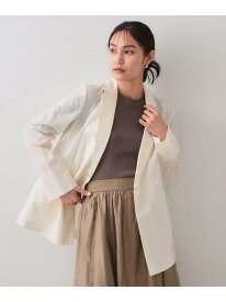 【SALE／50%OFF】シアーストライプテーラードジャケット【洗濯機洗い可】 OPAQUE.CLIP オペークドットクリップ ジャケット・アウター テーラードジャケット・ブレザー ベージュ ホワイト【RBA_E】【送料無料】[Rakuten Fashion]