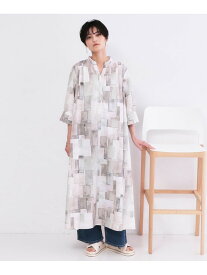 【SALE／50%OFF】アート柄プリントワンピース【洗濯機OK】 OPAQUE.CLIP オペークドットクリップ ワンピース・ドレス その他のワンピース・ドレス ブルー グレー【RBA_E】【送料無料】[Rakuten Fashion]