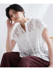 【SALE／40%OFF】フロントレースブラウス【洗濯機OK】 OPAQUE.CLIP オペークドットクリップ トップス シャツ・ブラウス ネイビー ホワイト イエロー【RBA_E】[Rakuten Fashion]