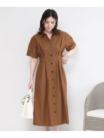 【SALE／40%OFF】ウエストタックシャツワンピース【洗濯機OK】 OPAQUE.CLIP オペークドットクリップ ワンピース・ドレス その他のワンピース・ドレス ブラウン ネイビー【RBA_E】【送料無料】[Rakuten Fashion]