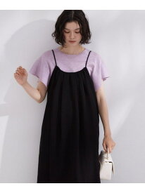 タックギャザーキャミワンピース【洗濯機OK】 OPAQUE.CLIP オペークドットクリップ ワンピース・ドレス ワンピース ブラック ワインレッド【送料無料】[Rakuten Fashion]