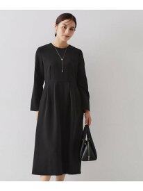 【SALE／50%OFF】《通勤対応》フィットアンドフレアワンピースダブルクロス【洗濯機OK】 OPAQUE.CLIP オペークドットクリップ ワンピース・ドレス その他のワンピース・ドレス ブラック ネイビー【RBA_E】【送料無料】[Rakuten Fashion]