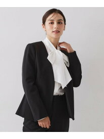【SALE／40%OFF】《通勤/セットアップ対応》 Vネックジャケット/ダブルクロス【洗濯機OK】 OPAQUE.CLIP オペークドットクリップ ジャケット・アウター ノーカラージャケット ブラック ベージュ ネイビー【RBA_E】【送料無料】[Rakuten Fashion]