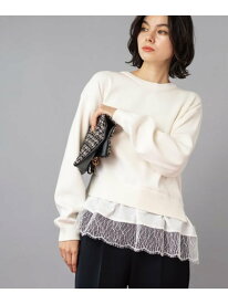 【SALE／55%OFF】裾レースドッキングニット OPAQUE.CLIP オペークドットクリップ トップス ニット ホワイト ブルー ネイビー【RBA_E】[Rakuten Fashion]
