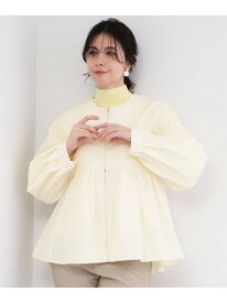 【SALE／50%OFF】撥水ノーカラーペプラムブルゾン【洗濯機OK/抗ピル】 OPAQUE.CLIP オペークドットクリップ ジャケット・アウター ブルゾン・ジャンパー ホワイト ネイビー ベージュ【RBA_E】【送料無料】[Rakuten Fashion]