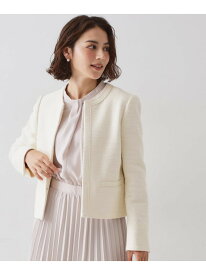 【SALE／40%OFF】《通勤対応》 コットンツイードジャケット OPAQUE.CLIP オペークドットクリップ ジャケット・アウター ノーカラージャケット ブラック ホワイト ネイビー【RBA_E】【送料無料】[Rakuten Fashion]
