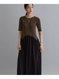 【SALE／60%OFF】【es】イレギュラーヘム切り替えニットドッキングワンピース【洗濯機OK】 OPAQUE.CLIP オペークドットクリップ ワンピース・ドレス その他のワンピース・ドレス ブラウン ベージュ【RBA_E】【送料無料】[Rakuten Fashion]