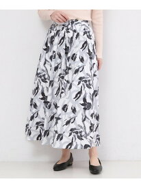 【SALE／51%OFF】アートプリントフレアスカート【洗濯機OK】 OPAQUE.CLIP オペークドットクリップ スカート ロング・マキシスカート グリーン ブラック【RBA_E】[Rakuten Fashion]