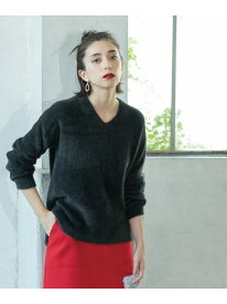 【SALE／50%OFF】《5color/S-LLsize》フェザーヤーンVネックニット【洗濯機洗い可/抗ピル】 OPAQUE.CLIP オペークドットクリップ トップス ニット オレンジ ベージュ ブルー ブラック グレー【RBA_E】[Rakuten Fashion]