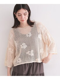 【SALE／55%OFF】フラワーモチーフメッシュニット【洗濯機OK】 OPAQUE.CLIP オペークドットクリップ トップス ニット ブラック ホワイト パープル【RBA_E】[Rakuten Fashion]