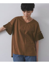 【SALE／50%OFF】プリーツスリーブドッキングトップス【洗濯機洗い可】 OPAQUE.CLIP オペークドットクリップ トップス カットソー・Tシャツ ホワイト グリーン ブラック【RBA_E】[Rakuten Fashion]