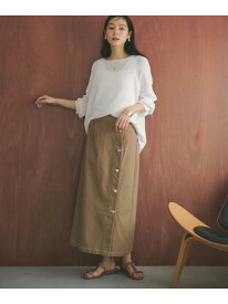 【SALE／50%OFF】ボタンデザインナロースカート【洗濯機OK】 OPAQUE.CLIP オペークドットクリップ スカート ロング・マキシスカート ブラウン ホワイト【RBA_E】[Rakuten Fashion]