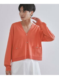 【SALE／50%OFF】リラクシーVネックニットカーディガン【UVケア/接触冷感/洗濯機洗い可/抗ピル】 OPAQUE.CLIP オペークドットクリップ トップス カーディガン オレンジ ブラック【RBA_E】[Rakuten Fashion]