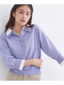【SALE／55%OFF】シャツレイヤード風ポロニット【洗濯機OK】 OPAQUE.CLIP オペークドットクリップ トップス ニット グレー パープル ブラック ネイビー【RBA_E】[Rakuten Fashion]