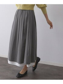 【SALE／40%OFF】ピンストライプレイヤード風フレアスカート【洗濯機洗い可】 OPAQUE.CLIP オペークドットクリップ スカート ロング・マキシスカート ネイビー グレー【RBA_E】【送料無料】[Rakuten Fashion]