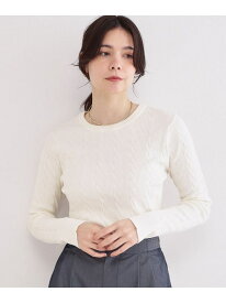 【SALE／55%OFF】ケーブル編みニット【洗濯機OK】 OPAQUE.CLIP オペークドットクリップ トップス ニット ホワイト ネイビー ピンク【RBA_E】[Rakuten Fashion]