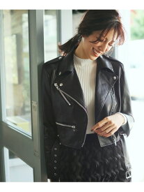 【SALE／50%OFF】【大草直子さんコラボ】ショート丈ライダースジャケット OPAQUE.CLIP オペークドットクリップ ジャケット・アウター ライダースジャケット ブラック【RBA_E】【送料無料】[Rakuten Fashion]