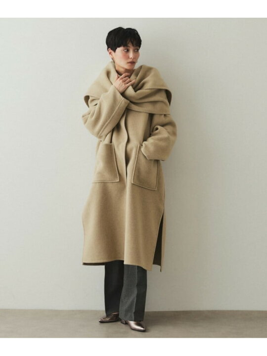 楽天市場】【SALE／60%OFF】《マフラー付き》ウール混ノーカラーコート 