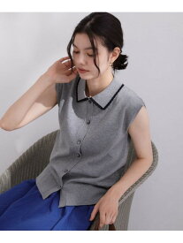 【SALE／40%OFF】配色衿フレンチスリーブニット【洗濯機OK】 OPAQUE.CLIP オペークドットクリップ トップス ニット ブラック レッド グレー【RBA_E】[Rakuten Fashion]