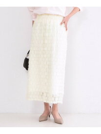 【SALE／58%OFF】フリンジジャカードナロースカート【洗濯機OK】 OPAQUE.CLIP オペークドットクリップ スカート ロング・マキシスカート ホワイト ブラック【RBA_E】[Rakuten Fashion]
