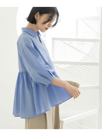 【SALE／55%OFF】スキッパーペプラムブラウス【洗濯機OK】 OPAQUE.CLIP オペークドットクリップ トップス シャツ・ブラウス イエロー ホワイト グレー ネイビー ブルー【RBA_E】[Rakuten Fashion]