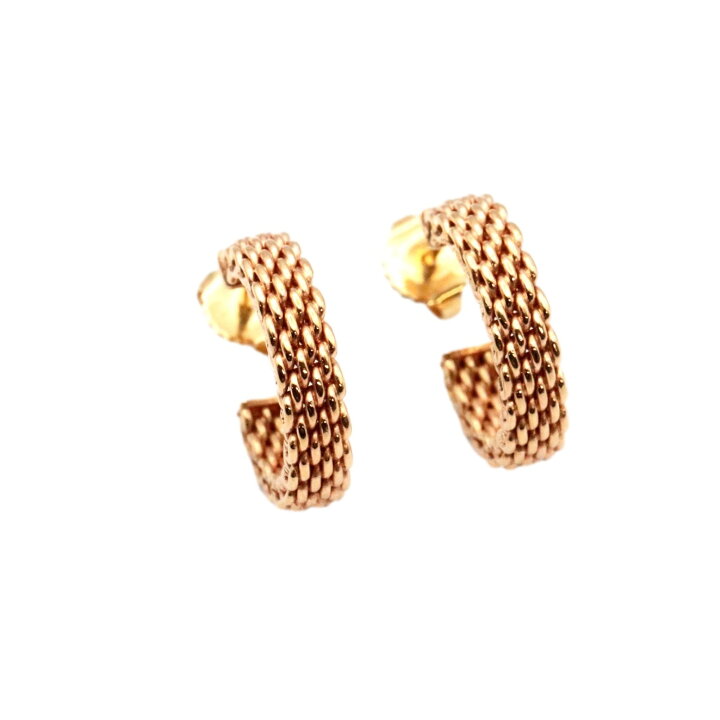 美品】ティファニー サマセット メッシュ フープピアス 美品  