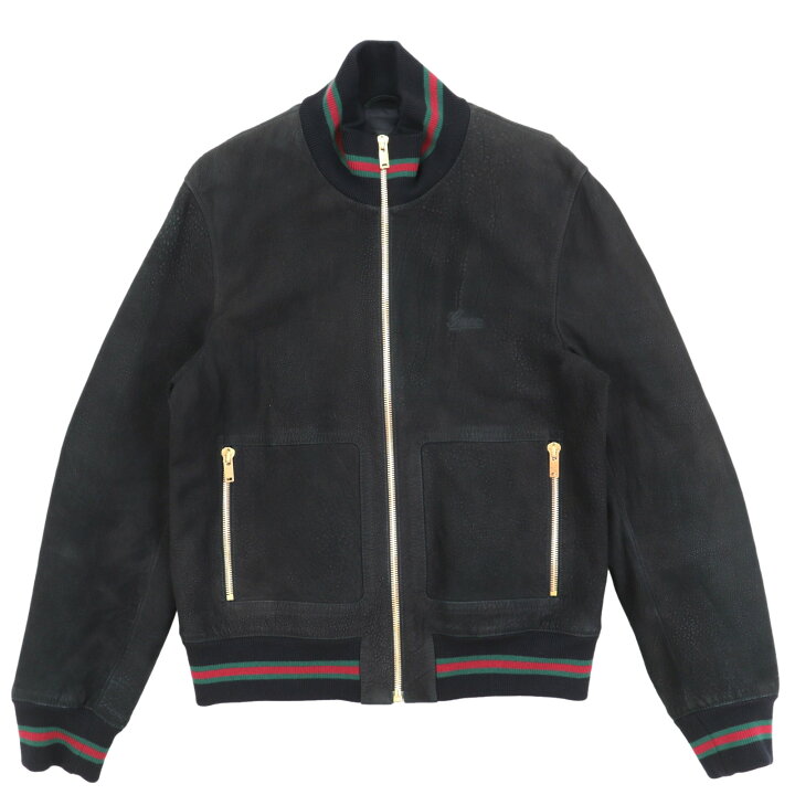 楽天市場】グッチ ジップアップ レザー ジャケット メンズ 黒 52 