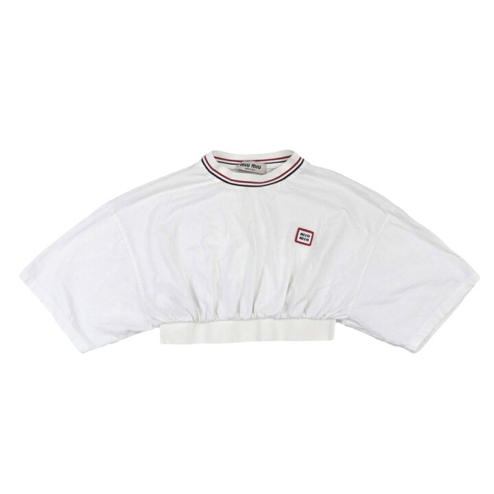楽天市場】美品 ミュウ ミュウ 22AW ロゴパッチ クロップドカットソー  