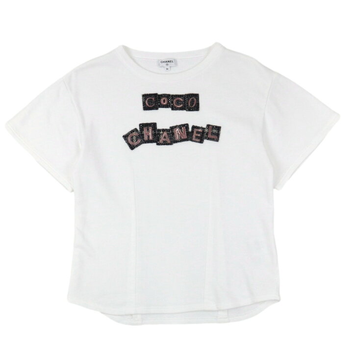 楽天市場】美品 シャネル P71 ロゴ ツイードパッチ 半袖Tシャツ 