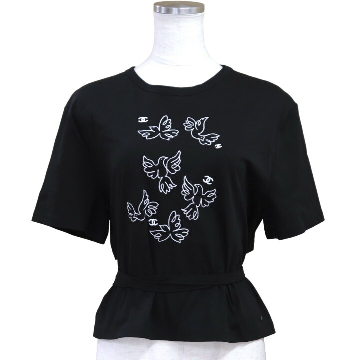 楽天市場】未使用 シャネル 22C 鳥刺繍 レースアップ 半袖Tシャツ 