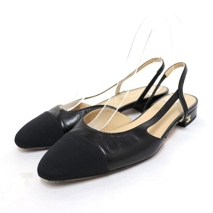 楽天市場】美品 シャネル スリングバック パンプス レディース 黒 36.5 