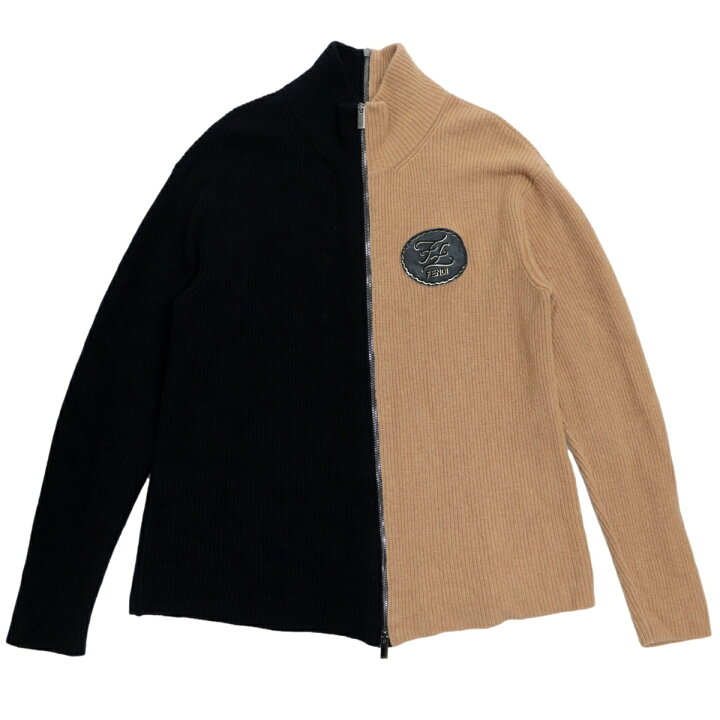楽天市場】美品 フェンディ 19年 バイカラー ジップアップ ニット  