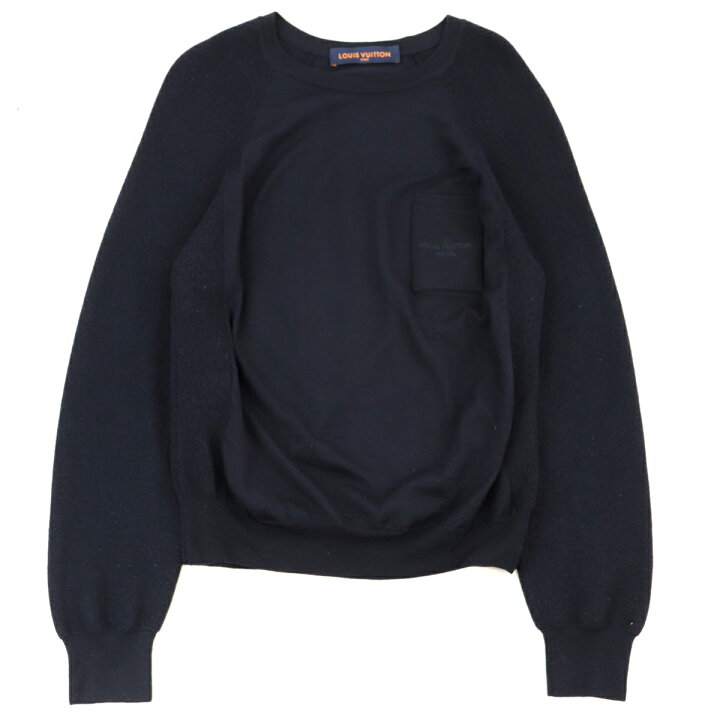 楽天市場】美品 ルイ・ヴィトン ロゴ ポケット セーター メンズ 紺 S 