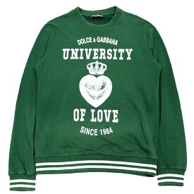 ドルチェアンドガッバーナ UNIVERSITY OF LOVE プリント スウェット メンズ 緑 白 48 トレーナー 王冠 ハート DOLCE&GABBANA【中古】