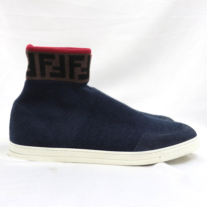 楽天市場】美品 フェンディ FFロゴ ソックス スニーカー メンズ 青 赤 