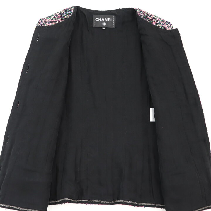 楽天市場】美品 シャネル P60849 ファンタジーツイード ノーカラー 