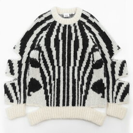 バーバリー 8030051 Paris Cut-Out Oversized Sweater ゼブラ パリス カットアウト セーター ニット オーバーサイズ レディース 白 黒 M BURBERRY【中古】