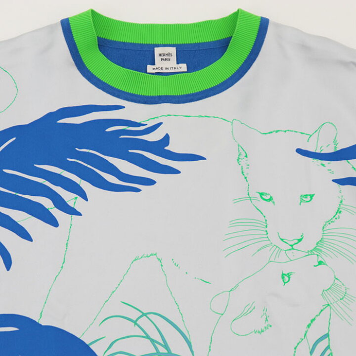 楽天市場】新品同様 エルメス 22年 JUNGLE LOVE Tシャツ シルク×ニット 