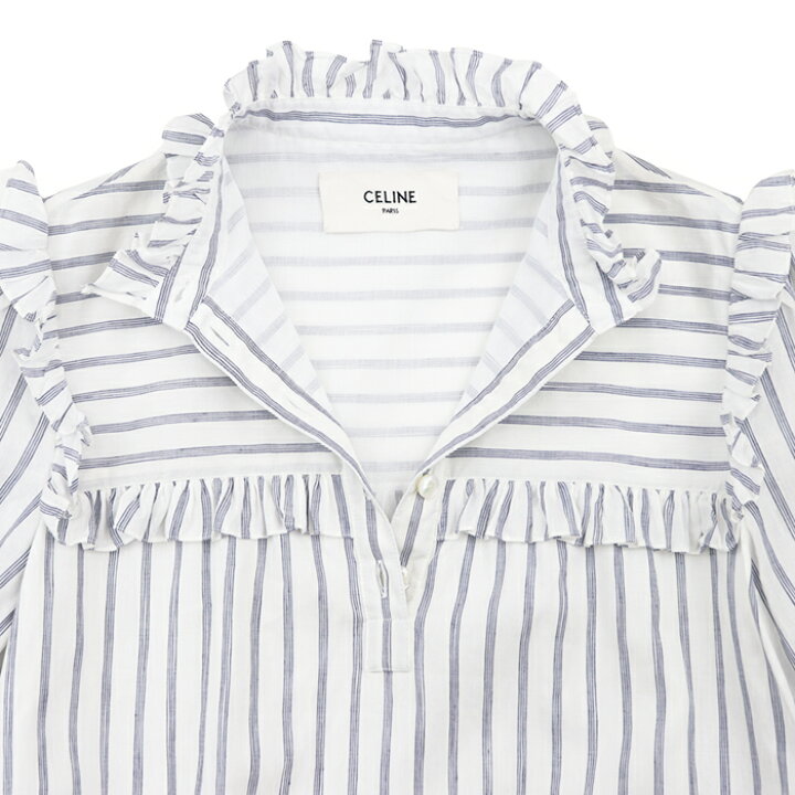 楽天市場】【美品】セリーヌ シャツ ワンピース ストライプ ミニ  