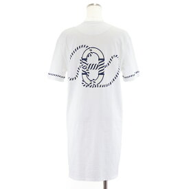 【美品】エルメス 2023SS Canoe カノエ シェーヌダンクル プリント Tシャツ ワンピース バックプリント カットソー ミニワンピース チュニック 半袖 ロープ レディース サイズ 38 ホワイト 白 フランス製 HERMES【中古】