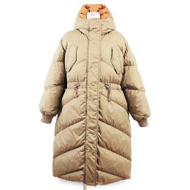 【美品】エルメス 2023AW クルードセル セリエ ワッペン&ボタン スタンドカラー ドローコード フード ダウン モッズ コート ダウンジャケット 防寒 アウター レディース サイズ 36 ライトブラウン/オレンジ イタリア製 HERMES 3H075DA【中古】