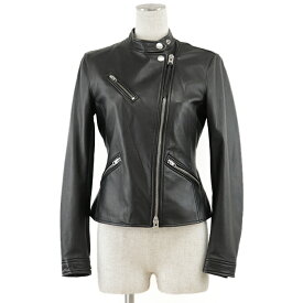 【美品】COACH コーチ ライダースジャケット ラムレザー シングル ダブルジップ 革ジャン ショート丈 羊革 シルバー金具 アウター レディース サイズ XS ブラック 黒 F86528【中古】